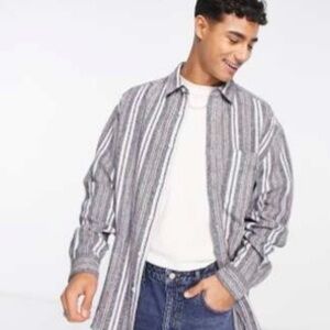 Brand New Men's Striped Gray 90s Button Up